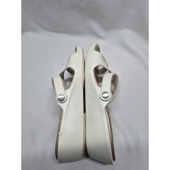Crocs Patricia Wedge Strappy Slide Slip On Sandals Womens Size 6 White/Tan - Picture 6 of 10